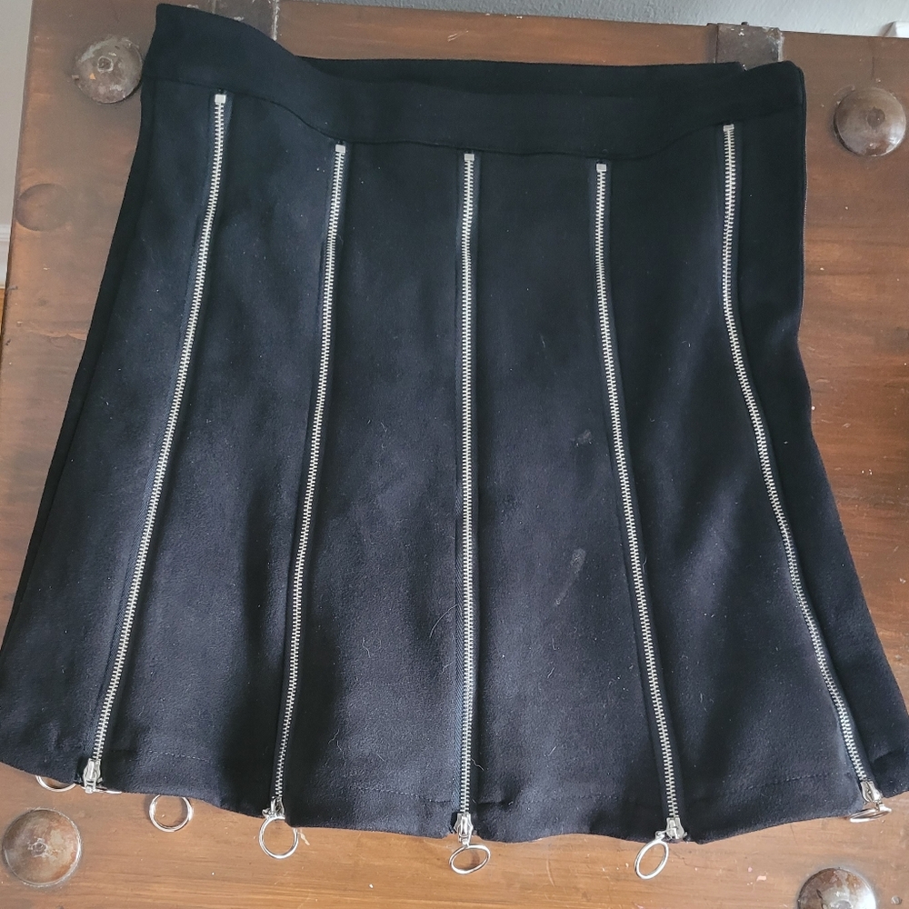 Black suede zipper skirt